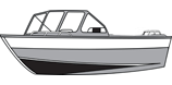 Aluminum fishing boats with high windshield mounted forward