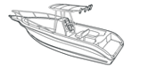 V-hull center console fishing boat with high bow rails with T-Top