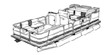 Pontoon with bimini tops and rails that fully enclose decks