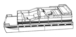 Pontoon with bimini tops and rails that partially enclose decks