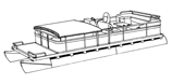 Pontoon with fold-down type hard tops and rails