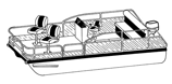 Pontoon with low rails or fishing chairs