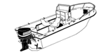 V-hull center console fishing boat with high bow rails