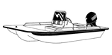Center console bay style fishing boat with shallow draft hulls
