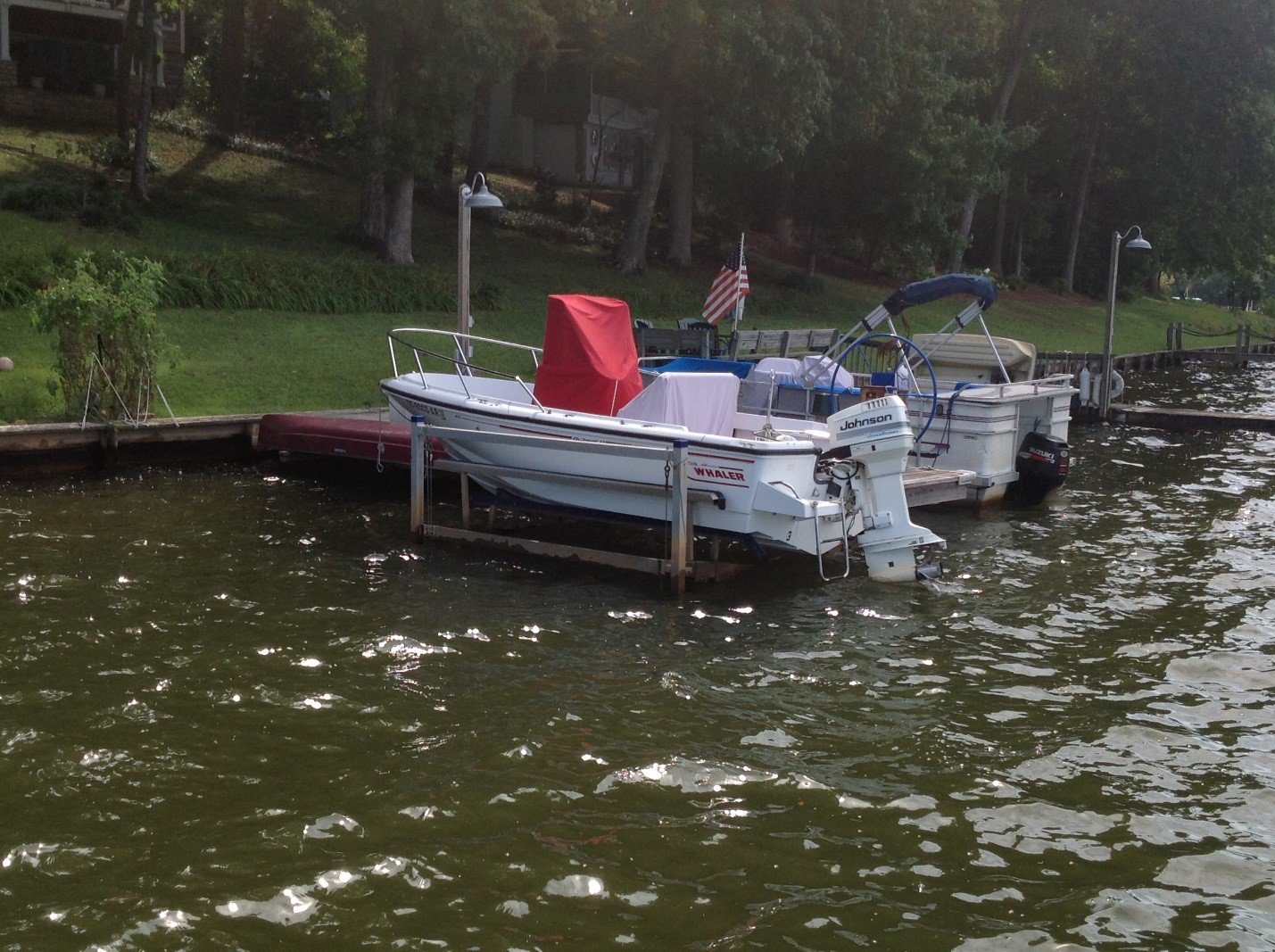 red center console cover on a boston whaler